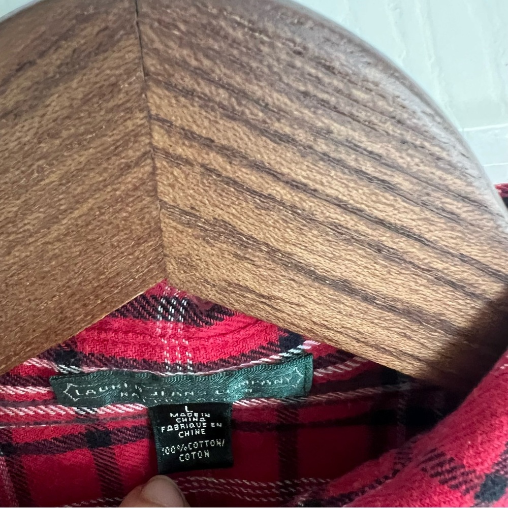 Lauren Jeans Company Ralph Lauren. Red and Black Plaid Flannel Shirt. Large. - Picture 3 of 7